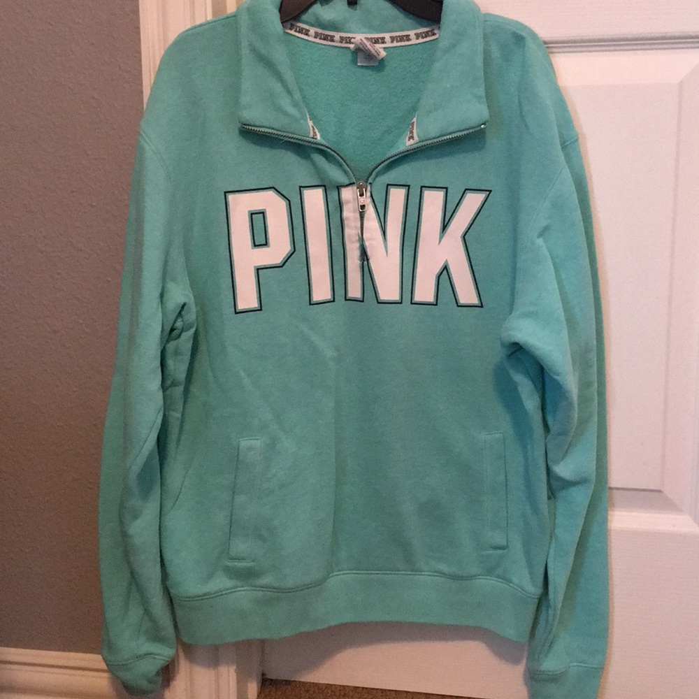 Teal colored PINK brand 3/4 zip pullover